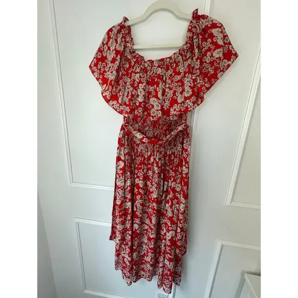 Rebecca Taylor 100% Silk Red Floral Dress Size 2 - Picture 5 of 10